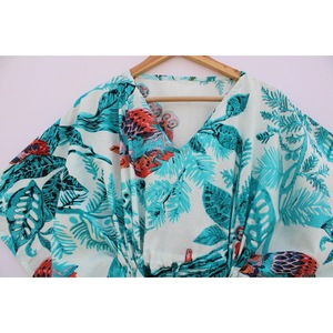 Vintage Indian Floral <b>Bohemian</b> Kaftan <b>Maxi</b> <b>Dress</b> Digital Printed Cotton Loose Fit Breathable Casual Summer Beachwear Resort Wear - Product Image 2
