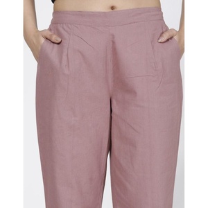 Nouveau pantalon coupe bootcut taille haute élastique en coton et lin de couleur unie pour femme, grande taille, vente chaude - Product Image 1