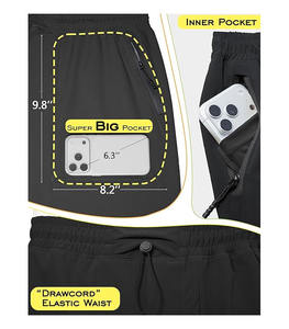 Pantalones Cortos Casuales para Hombre, Corte Clásico, Tejido Terry, Cintura Elástica Alta Bordada, Antiarrugas, Multibolsillos, Personalizables, para Uso Diario - Product Image 3