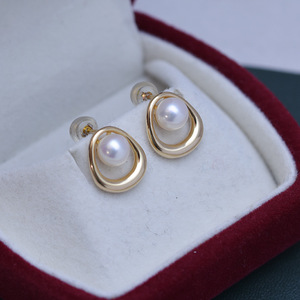 Boucles d'oreilles en perles d'eau douce pour femmes, S925, 6-7/7-8, forte luminosité, faibles défauts, perles doubles, vente en gros pour un style simple - Product Image 2
