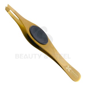 Professional Slanted Tip Eyebrow Tweezers with Ergonomic Rubber Grip for Precision Hair <b>Removal</b> and Facial Grooming - Product Image 2