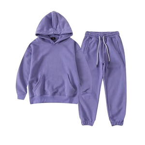 Conjunto de chándal de algodón polar lavanda personalizado para mujer, sudadera con capucha oversize y joggers a juego, conjunto de dos piezas para descansar. - Product Image 6