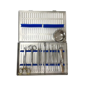 Kit d'implants dentaires professionnels, design ergonomique et léger, 12 instruments, cassette de stérilisation pour outils de chirurgie implantaire - Product Image 1