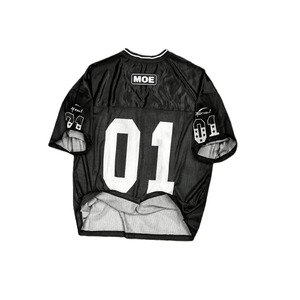 เสื้อฟุตบอลอเมริกันสีดำแบบตาข่าย คอวี โพลีเอสเตอร์ พิมพ์หมายเลขตามสั่ง สไตล์ทีม ทรงโอเวอร์ไซส์ บริการผลิตจำนวนมาก - Product Image 3