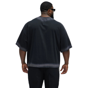 Camiseta Oversize de Algodón para Hombre, Manga Corta, Cuello Redondo, Patrón de Letras en Relieve, Estilo Urbano, Tejido Jersey, Logotipo Frontal, Negra - Product Image 5