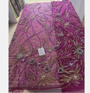 Tissu à paillettes lourdes pour Lehenga, tissu brodé en coton blanc, tissu organza doux brodé floral, en promotion - Product Image 1