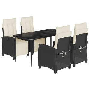 Ensemble de salle à manger de jardin en rotin noir 4 places, résistant aux intempéries, mobilier d'extérieur au design contemporain - Product Image 2