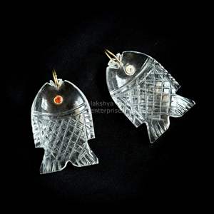 Colgante de pez de cuarzo cristalino AAA, amuleto de pez tallado a mano con piedra preciosa, collar de cristal curativo hecho a mano en plata 925, para fabricación de joyas al por mayor - Product Image 2