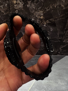 Montre de luxe entièrement sertie de diamants noirs, cadran rond avec affichage de la date, montre-bracelet avec chiffres romains blancs, bijoux pour hommes style hip-hop - Product Image 5