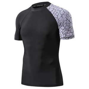 Men Rash Guard <b>Compression</b> T <b>Shirt</b> Short Sleeve Swim <b>Shirt</b> UV Protection Quick Dry Custom Branding Bulk - Product Image 1