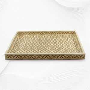 Bandeja de Servir Estilo Artesanal con Incrustaciones de Hueso, Colores Personalizados para Escritorio, Sala de Estar, Cocina, Restaurante, Bar, de la India. - Product Image 2