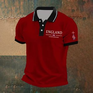 Chemise à manches courtes blanche pour homme d'Angleterre, logo imprimé sur le devant, jersey respirant, coupe classique, chemises de golf 180g - Product Image 4