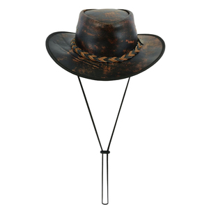 Custom Premium Quality Genuine Leather <b>Hats</b> <b>Western</b> Cowboy <b>Hats</b> Custom Size Comfortable Outdoor Leather Cowboy <b>Hat</b> - Product Image 4