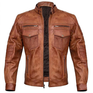 New Arrival Fashion Trend Breathable <b>Plus</b> <b>Size</b> <b>Biker</b> <b>Jacket</b> for Men Strong Genuine Leather Adjustable Cuffs Waist for Daily Use - Product Image 1