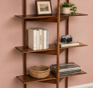 <b>Modern</b> Wooden Ladder Bookcase 4-Tier Freestanding <b>Shelf</b> Unit for Living Room Home Office Storage Rack - Product Image 5