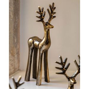 Statuette de cerf en métal moulé artisanal, sculpture minimaliste moderne de faune, centre de table décoratif, ornement pour la maison et le bureau - Product Image 1