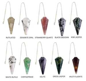 Pendules en pierres précieuses naturelles en gros, outils d'énergie pour la guérison, la radiesthésie, la méditation, la réiki et les chakras, avec chaîne en argent, sculptés à la main ALIZA - Product Image 3