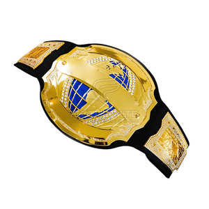 Cinturón de Campeonato Mundial de Oro con Diseño de Globo Azul, Cinturón de Título de Artes Marciales de Aleación de Zinc Duradero, Unisex - Product Image 3