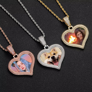 Colgante de Plata con Moissanita en Forma de Corazón, Personalizado con Foto, Recuerdo, Imagen Personalizada, Regalo de Amor, Estilo Hip Hop Unisex, Certificado GRA - Product Image 2