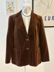 Blazer vintage de terciopelo marrón St Michael para mujer, chaqueta clásica hecha a medida en el Reino Unido, talla EU 44 - Product Image 2