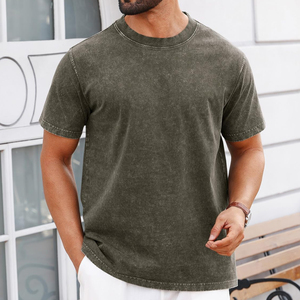 T-shirt homme col rond délavé à l'acide, coupe décontractée et oversize, style streetwear, avec design et logo personnalisés - Product Image 6
