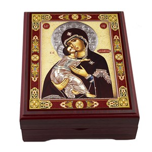 กล่องใส่ลูกประคำไม้วอลนัททำมือ - งานศิลปะทางศาสนาขายส่ง - Product Image 1