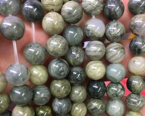 ลูกปัดแจสเปอร์ลายทางสีเขียว ลูกปัดพลอยทรงกลมธรรมชาติ สำหรับทำเครื่องประดับ งานฝีมือ DIY ขายส่ง - Product Image 6