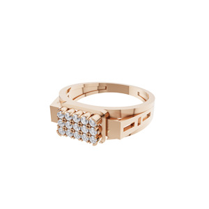 Aarinya Bague Chevalière pour Homme en Or 14K avec Diamant de Laboratoire Souverain, Grappe de 15 Pierres en Matrice Encastrée Pavée de Diamants, Cadeau de Fiançailles - Product Image 6