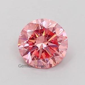 Diamante VS Clarity de 8 quilates, color rosa intenso, cultivado en laboratorio, corte redondo, certificado por IGI, diamante suelto para la elaboración de joyas. - Product Image 1