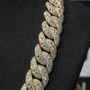 SARVA 925 Silver Moissanite Cuban Link <b>Chain</b> Necklace Round Brilliant Hip Hop <b>Iced</b> <b>Out</b> Unisex Jewelry - Product Image 6
