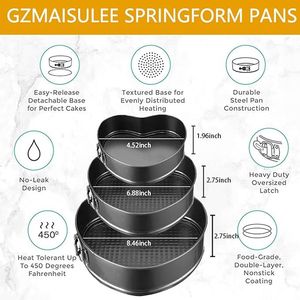 Set di 3 Teglie a Cerniera (4 e 9 Pollici) Antiaderenti in Acciaio al Carbonio, a Prova di Perdite, con Fondo Rimovibile per Cheesecake e Altri Dolci - Product Image 2