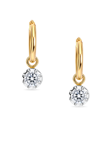 ต่างหูห่วงวินเทจ เพชรเลี้ยงในห้องปฏิบัติการ 1 กะรัต ทรงกลม ดีไซน์ทองคำ 9K 18K สีเหลือง - Product Image 3