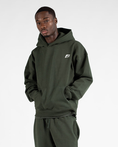 Unisex Heavyweight 100% Cotton Olive Hoodies Pullover Custom Logo Zipper Beaded Techniques 400GSM Drop Shoulder Winter USA Y2k - Product Image 1