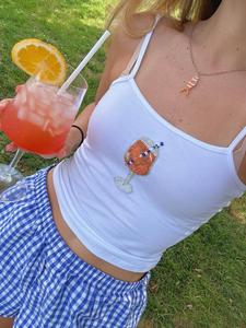 Camiseta sin mangas de algodón acanalado para mujer, corte ajustado, con adornos de cuentas y bordados, ropa casual de verano - Product Image 6