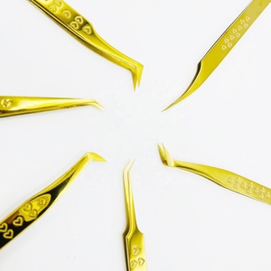 Professionnel Super Vente Plaqué Or Extension De Cils Pince À Épiler Ensemble Coeur Gravé En Acier Inoxydable Lash Lift Outils - Product Image 1