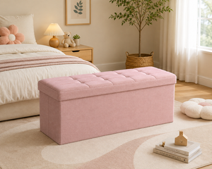 Banc de rangement pliable moderne en tissu avec couvercle capitonné pour salon, appartement, mobilier de maison - Product Image 2