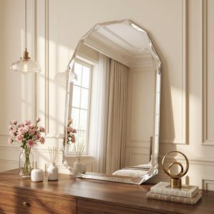 Specchio da Bagno Arcuato Senza Cornice 20x28 Pollici con Bordo Smussato a Diamante per Vanità - Product Image 1