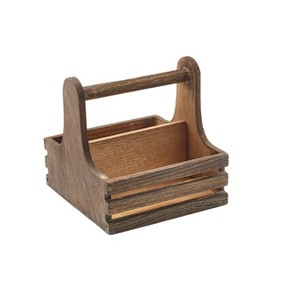 Rustic Wooden Countertop Cutlery Organizer <b>Caddy</b> with Handle Farmhouse Flatware Storage Basket for <b>Kitchen</b> Dining Restaurant Use - Product Image 1