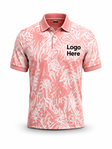 Camiseta de Manga Corta para Hombre, Color Coral Sólido, Tejida, Transpirable, Informal, de Poliéster/Algodón, con Logotipo Bordado Personalizado en la Parte Delantera - Product Image 2
