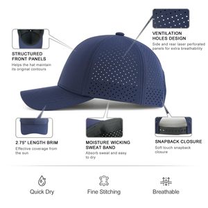 Casquette de baseball unisexe bleue à 6 panneaux, respirante, en maille, ajustée, pour les activités de plein air, printemps, été, usage décontracté - Product Image 5