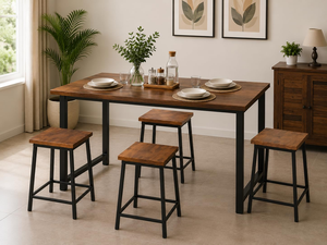Tabouret de bar industriel en bois avec plateau, structure en métal noir, style vintage, chaise haute pour café, restaurant, mobilier de maison - Product Image 2