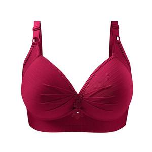Soutien-gorge de sport sans fil à maintien élevé pour femme, couleur bordeaux, sans couture, froncé, style crop top, pour le fitness - Fournisseur - Product Image 1