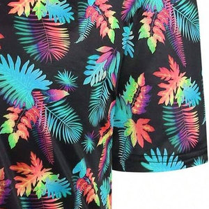 Men's Short Sleeve Tropical Print Shirt With <b>Stand</b> Collar Regular Fit Casual Wear - Product Image 4