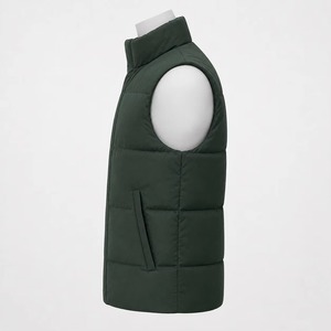 Chaleco Acolchado Premium con Cuello Alto, Cortavientos, Informal, con Relleno de Poliéster, Cierre de Cremallera, Color Sólido - Product Image 4