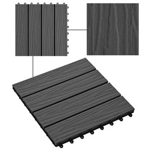 11 pz mattonelle per Decking WPC in rilievo profondo 11.8 "x 11.8" 1 Sqm di colore nero - Product Image 4