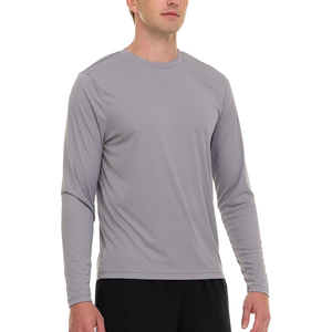 Modern Men Solid Gray Rash Guard Quick Dry UPF 50 Long Sleeve Performance Swim Shirt Athletic <b>Surfing</b> Tee - Product Image 2