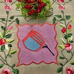 Posavasos divertidos bordados con patrón teñido de hilo tejido transpirable para boda o uso doméstico Diseño personalizable - Product Image 2