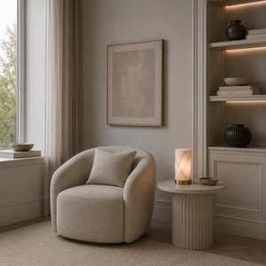 Lampe de table en marbre, design minimaliste rond, décoration intérieure pour salon, luminaire moderne pour la maison - Product Image 5