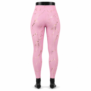 Pink Gold Paisley Print Twist <b>Mesh</b> High Waist Full Length Yoga Leggings Seamless Elastic Waist Women's Fitness <b>Pants</b> - Product Image 5