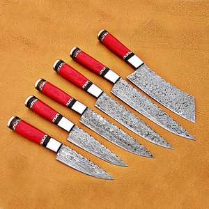 Professional 6 Piece Damascus Steel Kitchen <b>Knife</b> <b>Set</b> Chef Santoku Cleaver Utility Paring <b>Knife</b> with Wood Handle Custom Logo - Product Image 2